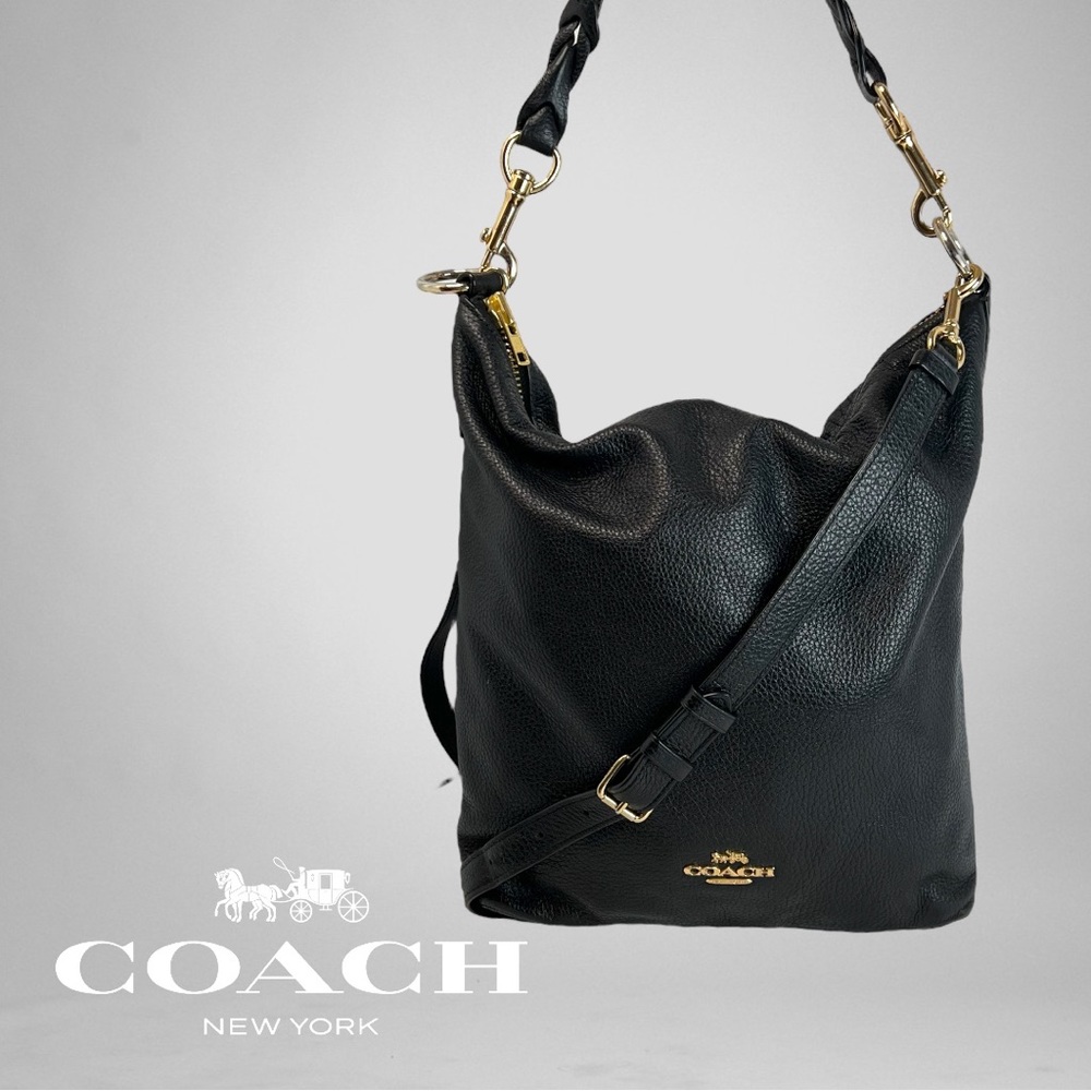 COACH Abby Duffel Shoulder Bag  - Black Leather